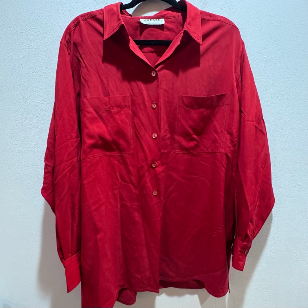 Jaeger Red Casual Button Down Shirt